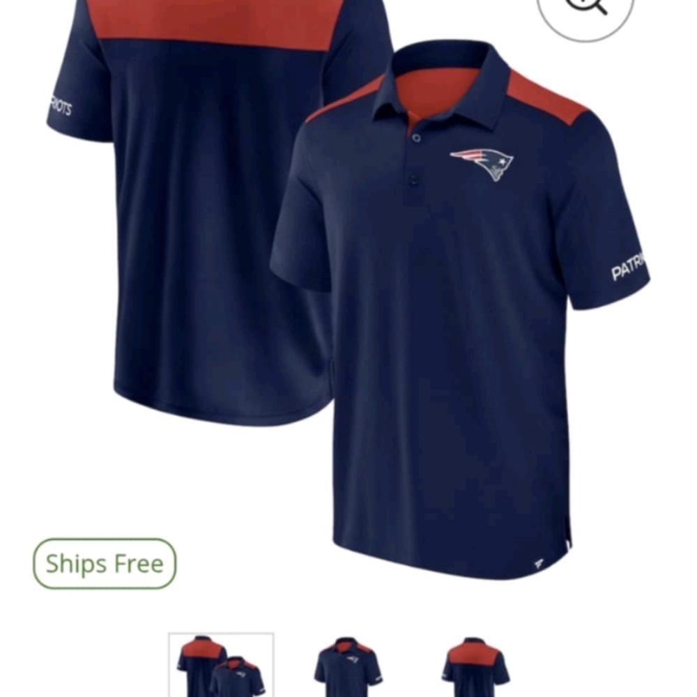New England Patriots Blue and Red Polo Shirt with Team Logo
